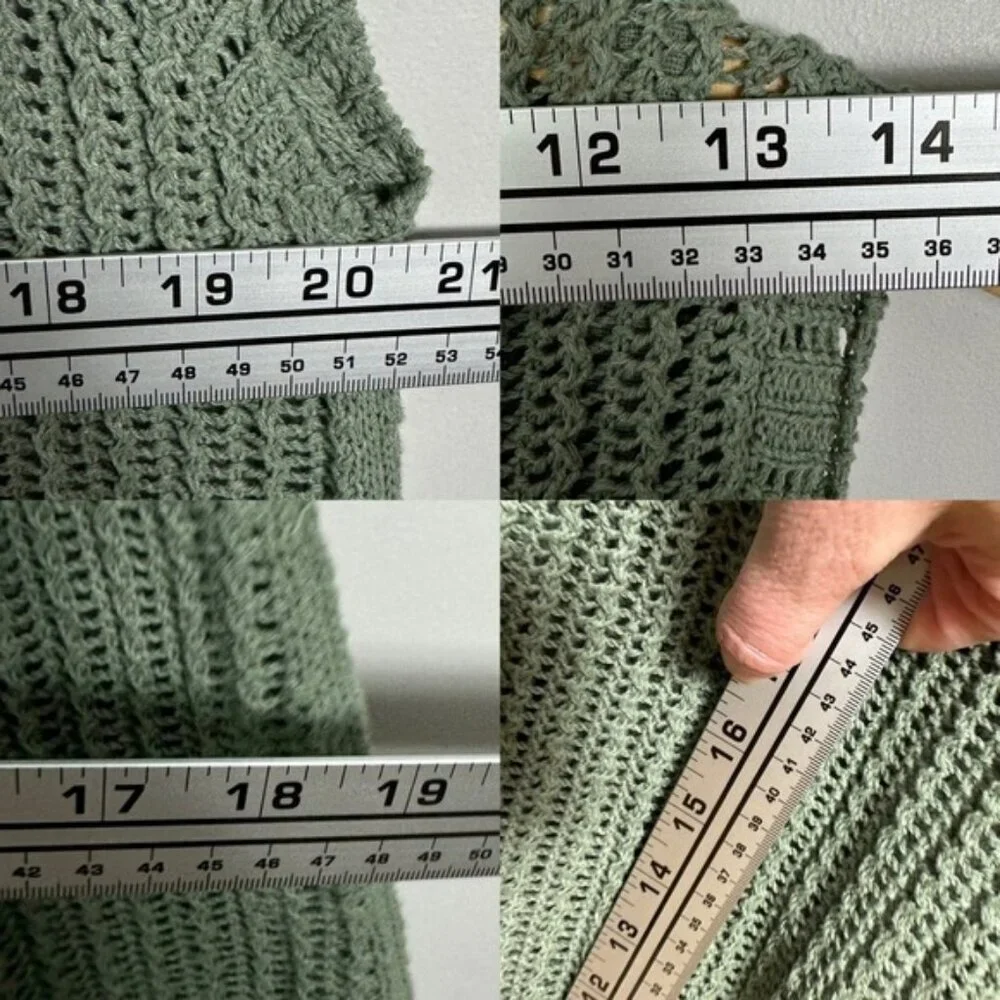 NEW Rag and Bone Riley Crochet Knit Split Hem Maxi Dress Sage Green Size XL Boho - Picture 12 of 15